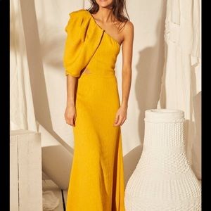 Johanna Ortiz Shimmering Crepe Gown with Removable Sleeve
